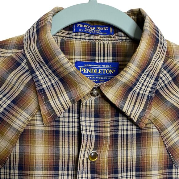 Pendleton Pearl Snap Frontier Shirt Mens S Long Sleeve Plaid Button Up Western - Picture 5 of 13